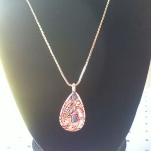 Teardrop Faux turquoise stone necklace.